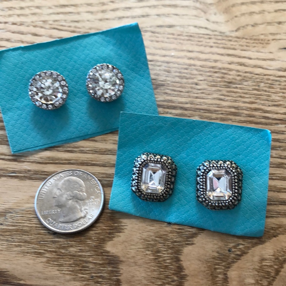 Cubic zirconia earrings 2 pair high end.